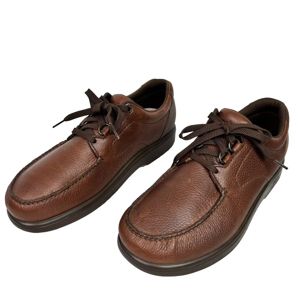 SAS Leather Lace Up Comfort Walking Shoes Tripad Mens 12M Brown Made USA Moc Toe